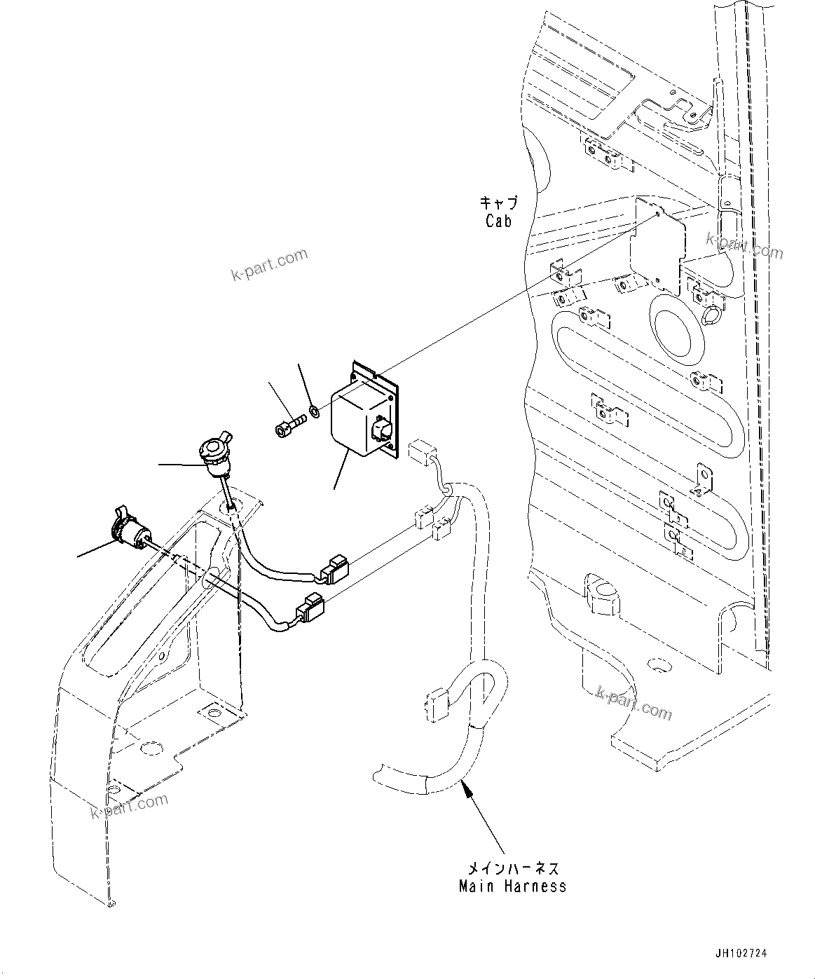 Komatsu parts book diagram for PC490LC-11 S/N 87001-UP: CAB, CAB IN PARTS, REAR COVER, WITH 12V CONVERTER(#87001-)
