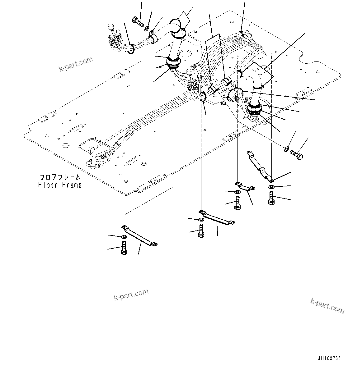 Komatsu parts book diagram for PC490LC-11 S/N 87001-UP: CAB, FLOOR, PIPING MOUNTING(#87001-)