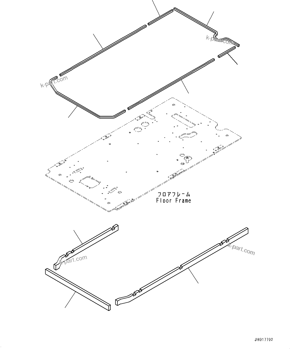 Komatsu parts book diagram for PC490LC-11 S/N 87001-UP: CAB, FLOOR, SEAL(#87001-87000)