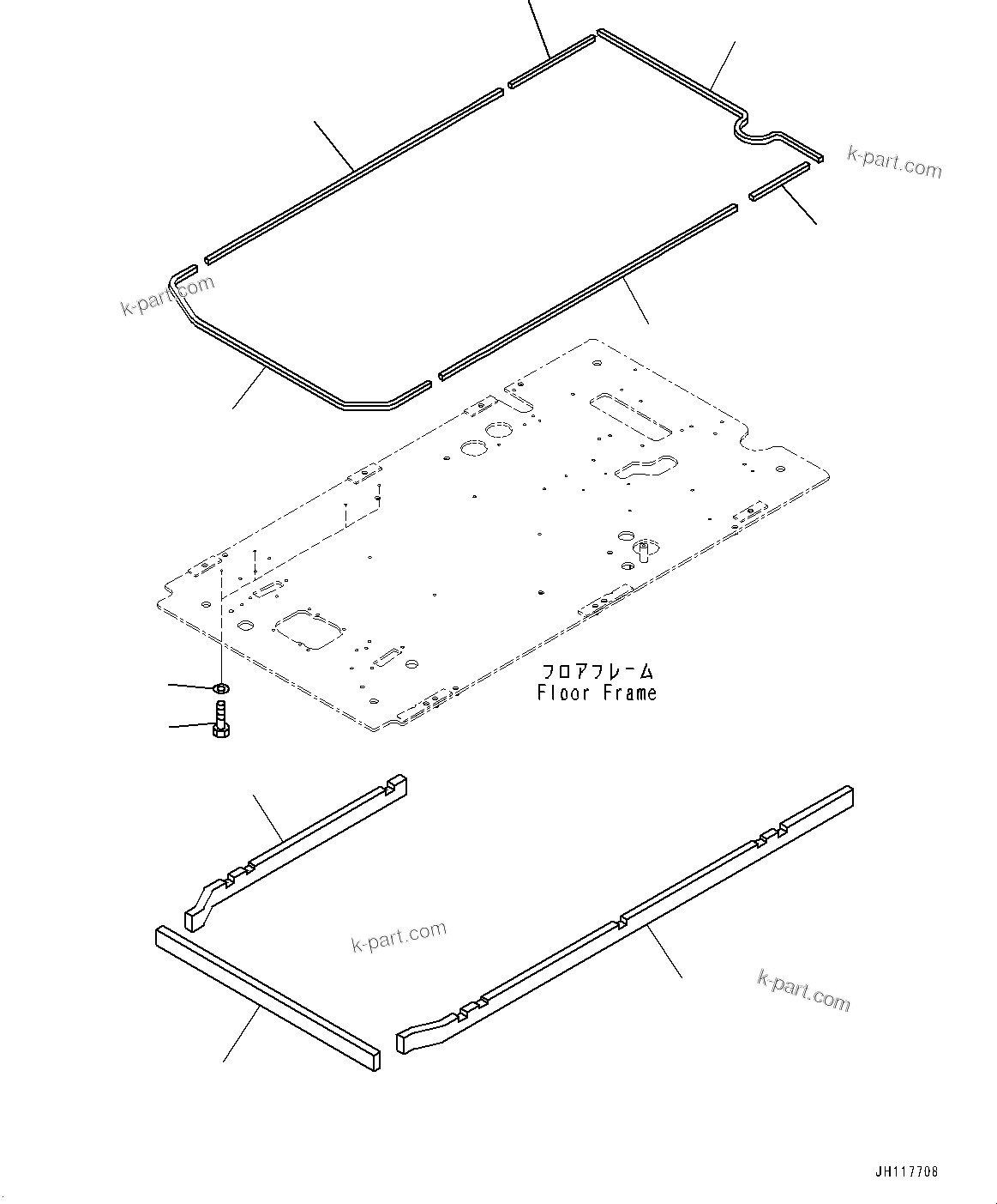 Komatsu parts book diagram for PC490LC-11 S/N 87001-UP: CAB, FLOOR, SEAL(#87001-)
