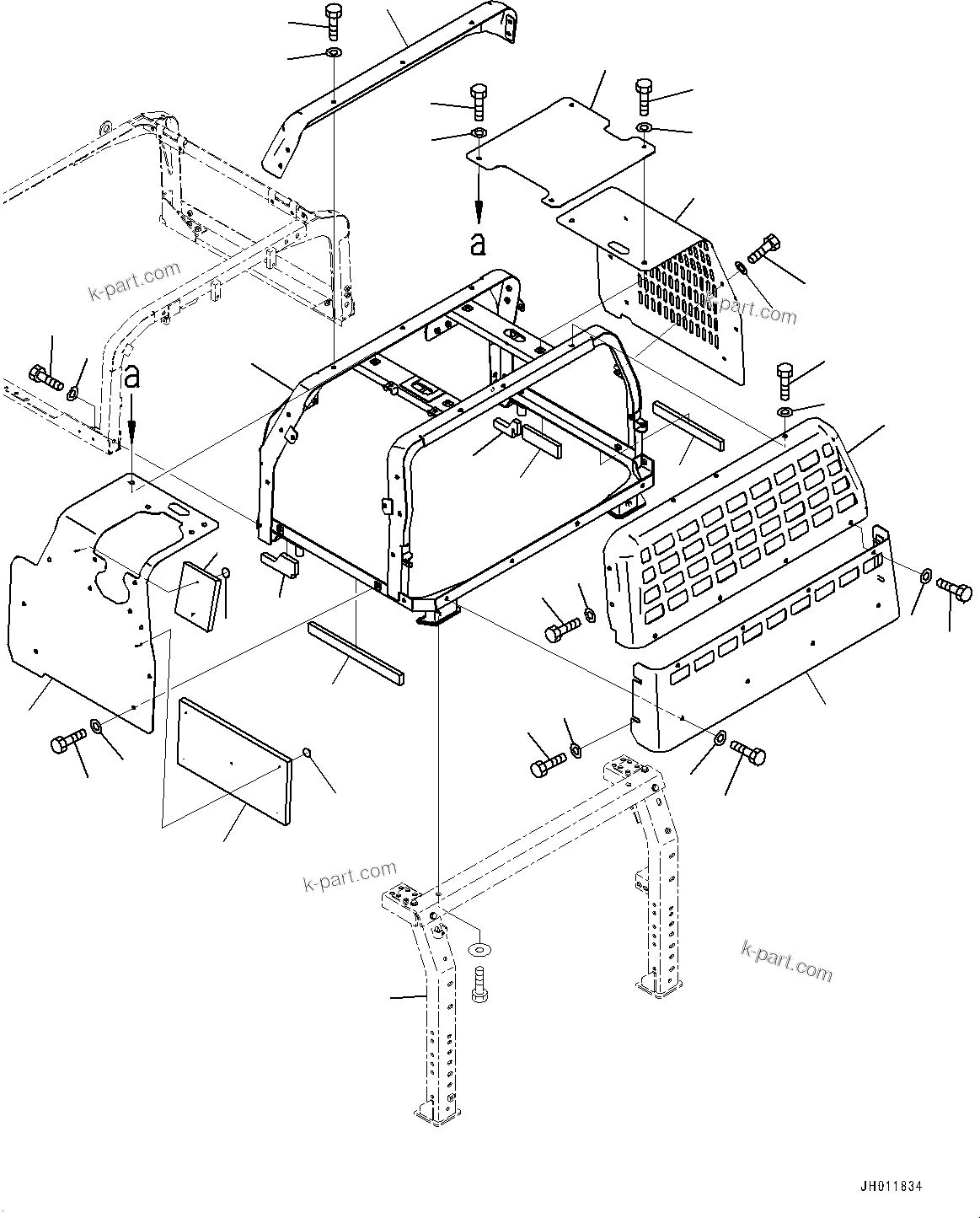 Komatsu parts book diagram for PC490LC-11 S/N 87001-UP: ENGINE HOOD, L.H.(#85153-)