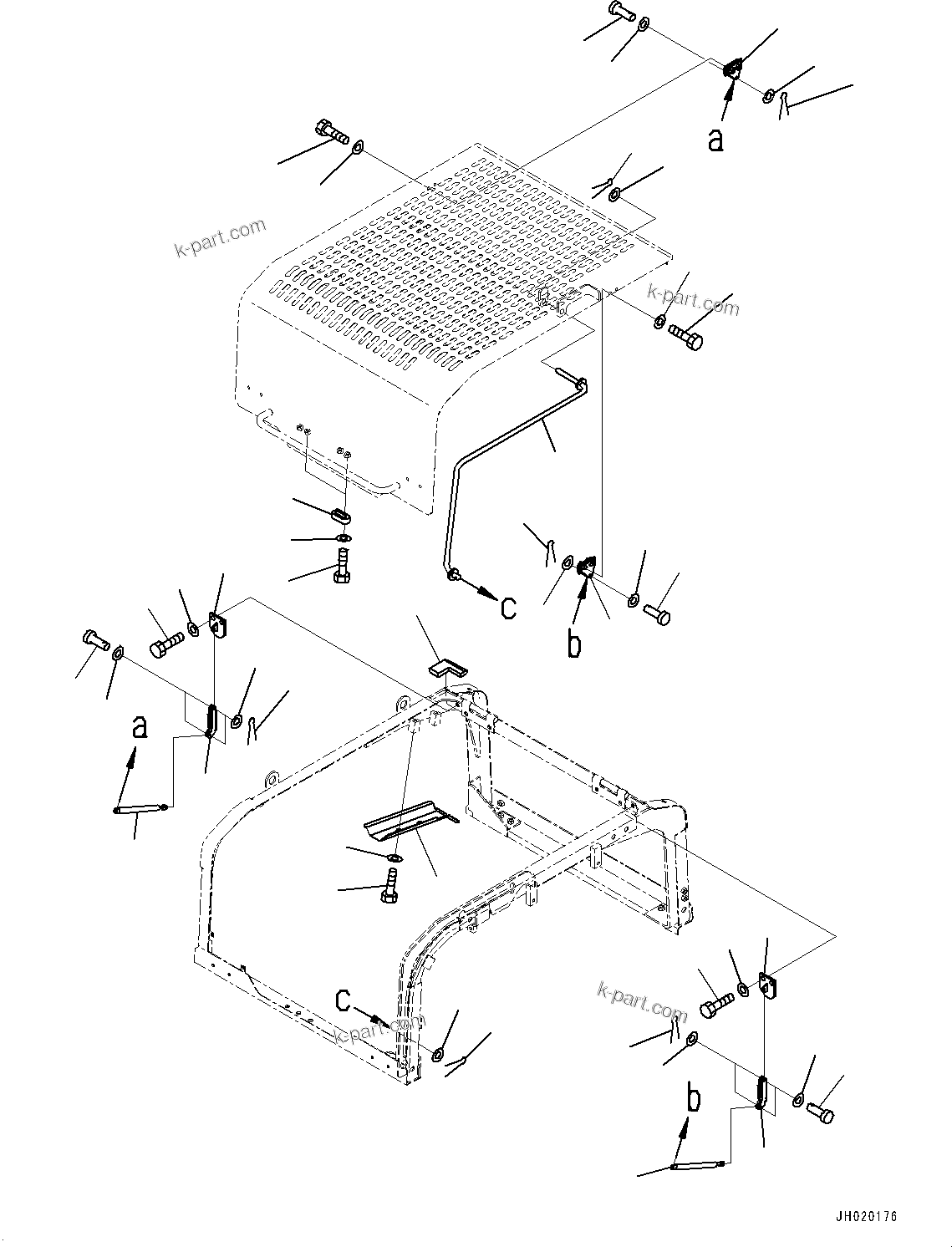 Komatsu parts book diagram for PC490LC-11 S/N 87001-UP: ENGINE HOOD, CENTER (2/2)(#85153-86273)
