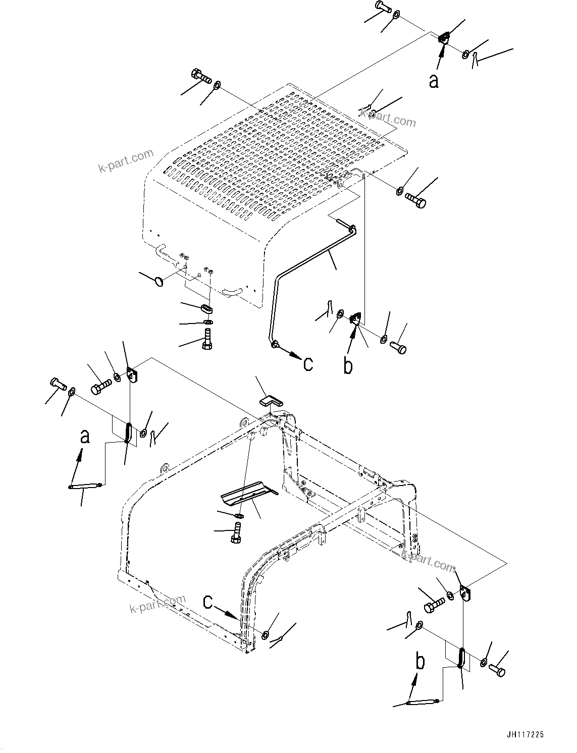 Komatsu parts book diagram for PC490LC-11 S/N 87001-UP: ENGINE HOOD, CENTER (2/2)(#86274-)