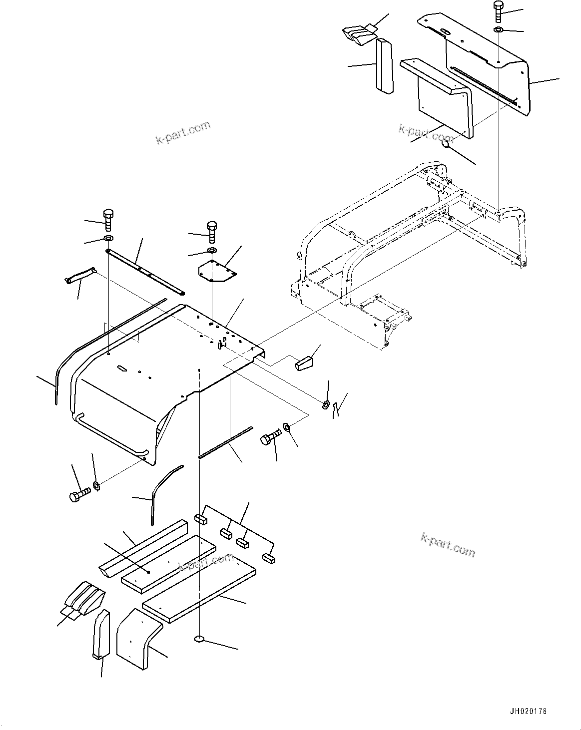 Komatsu parts book diagram for PC490LC-11 S/N 87001-UP: ENGINE HOOD, R.H. (2/2)(#85153-)