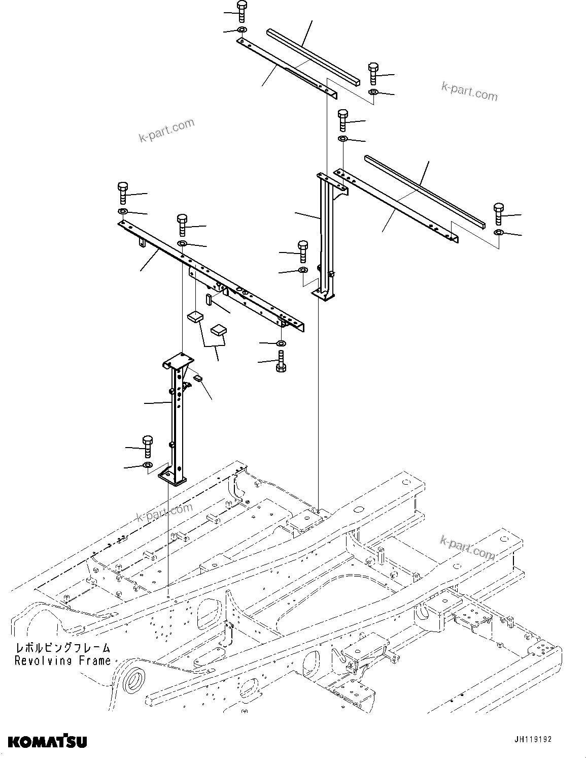 Komatsu parts book diagram for PC490LC-11 S/N 87001-UP: MACHINE CAB FRAME, (#86389-)
