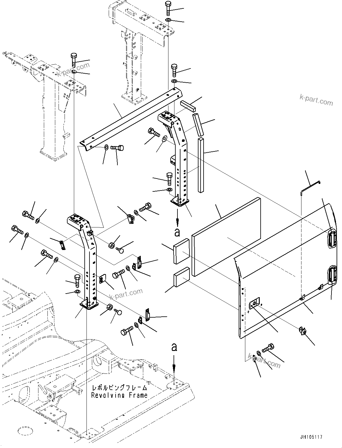 Komatsu parts book diagram for PC490LC-11 S/N 87001-UP: SIDE COVER L.H., DOOR(#86079-)