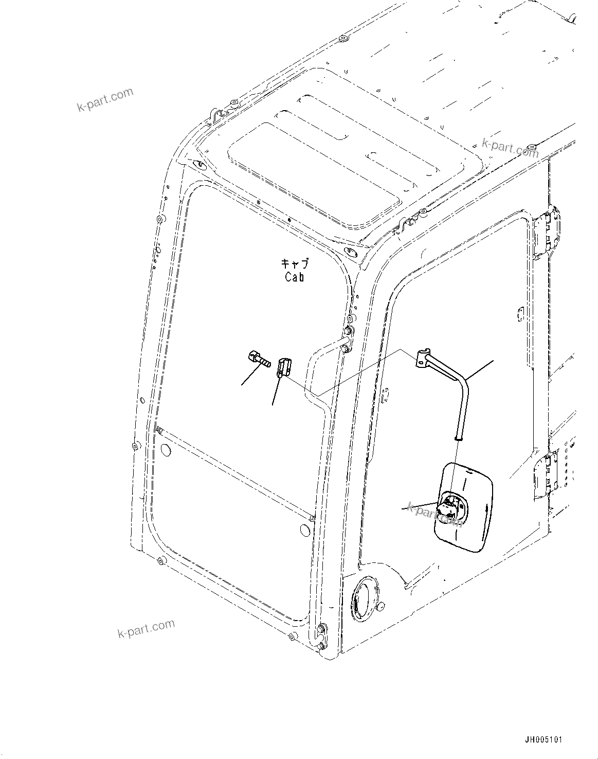 Komatsu parts book diagram for PC490LC-11 S/N 87001-UP: REARVIEW MIRROR L.H., (#85001-)