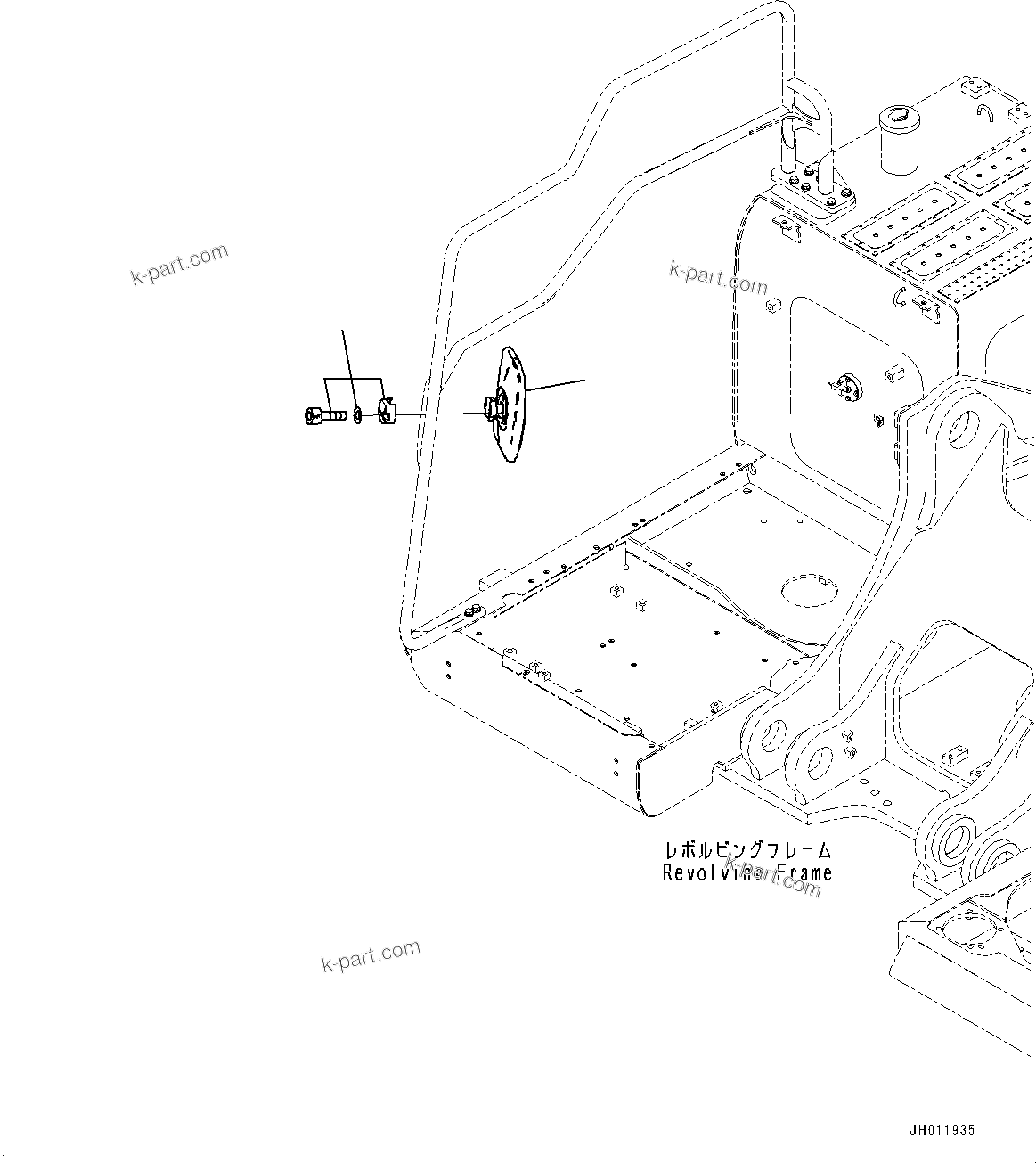 Komatsu parts book diagram for PC490LC-11 S/N 87001-UP: REARVIEW MIRROR R.H., (#85001-)