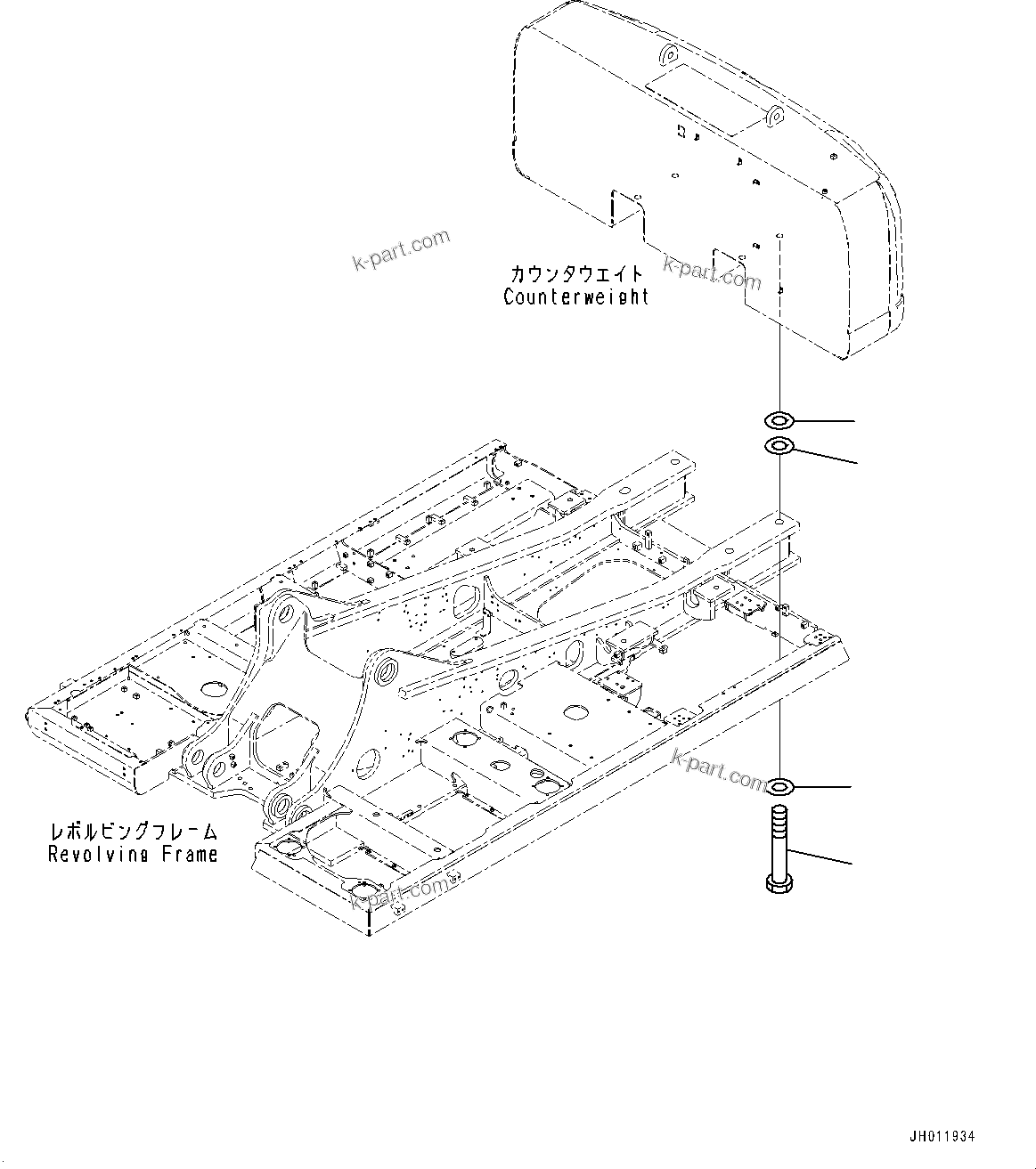 Komatsu parts book diagram for PC490LC-11 S/N 87001-UP: COUNTERWEIGHT MOUNTING, (#85001-)