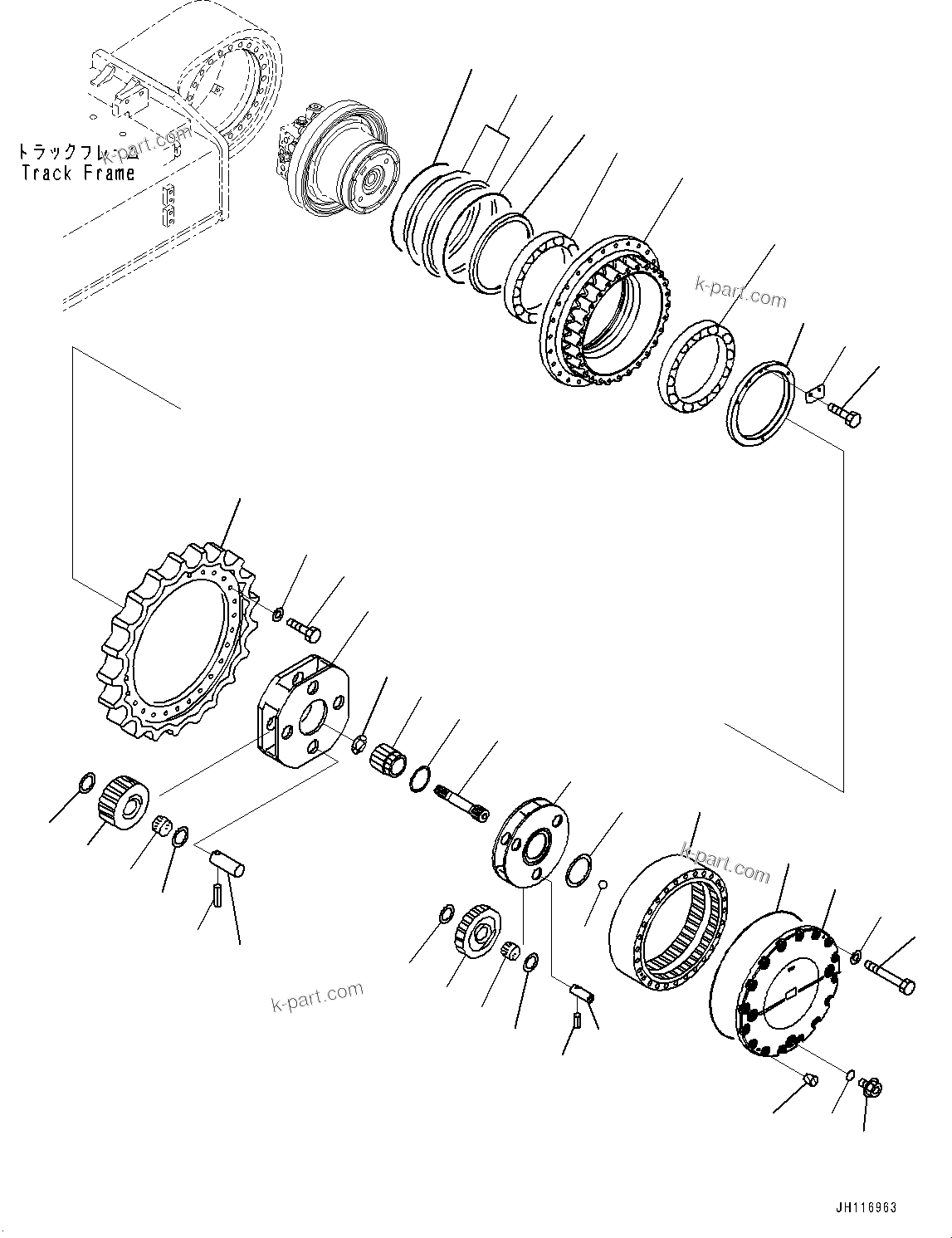 Komatsu parts book diagram for PC490LC-11 S/N 87001-UP: TRAVEL MOTOR AND FINAL DRIVE, 1ST AND 2ND CARRIER, L.H.(#86221-)