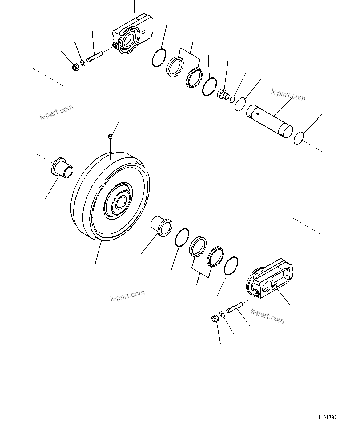 Komatsu parts book diagram for PC490LC-11 S/N 87001-UP: FRONT IDLER AND IDLER CUSHION, IDLER(#85741-)