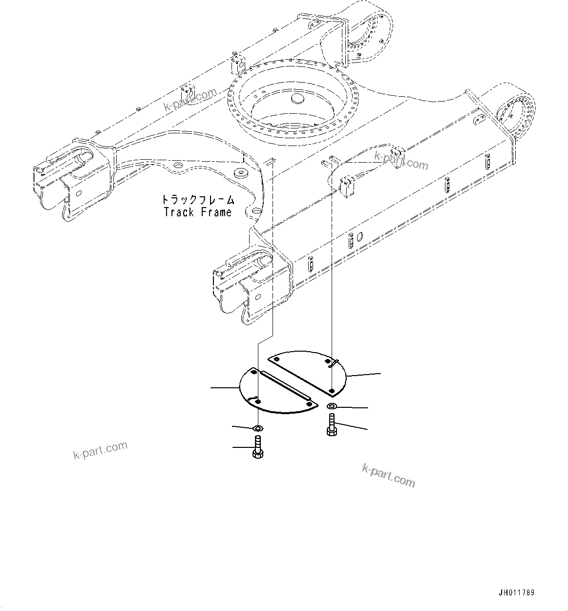Komatsu parts book diagram for PC490LC-11 S/N 87001-UP: TRACK FRAME UNDER COVER, (#85001-)