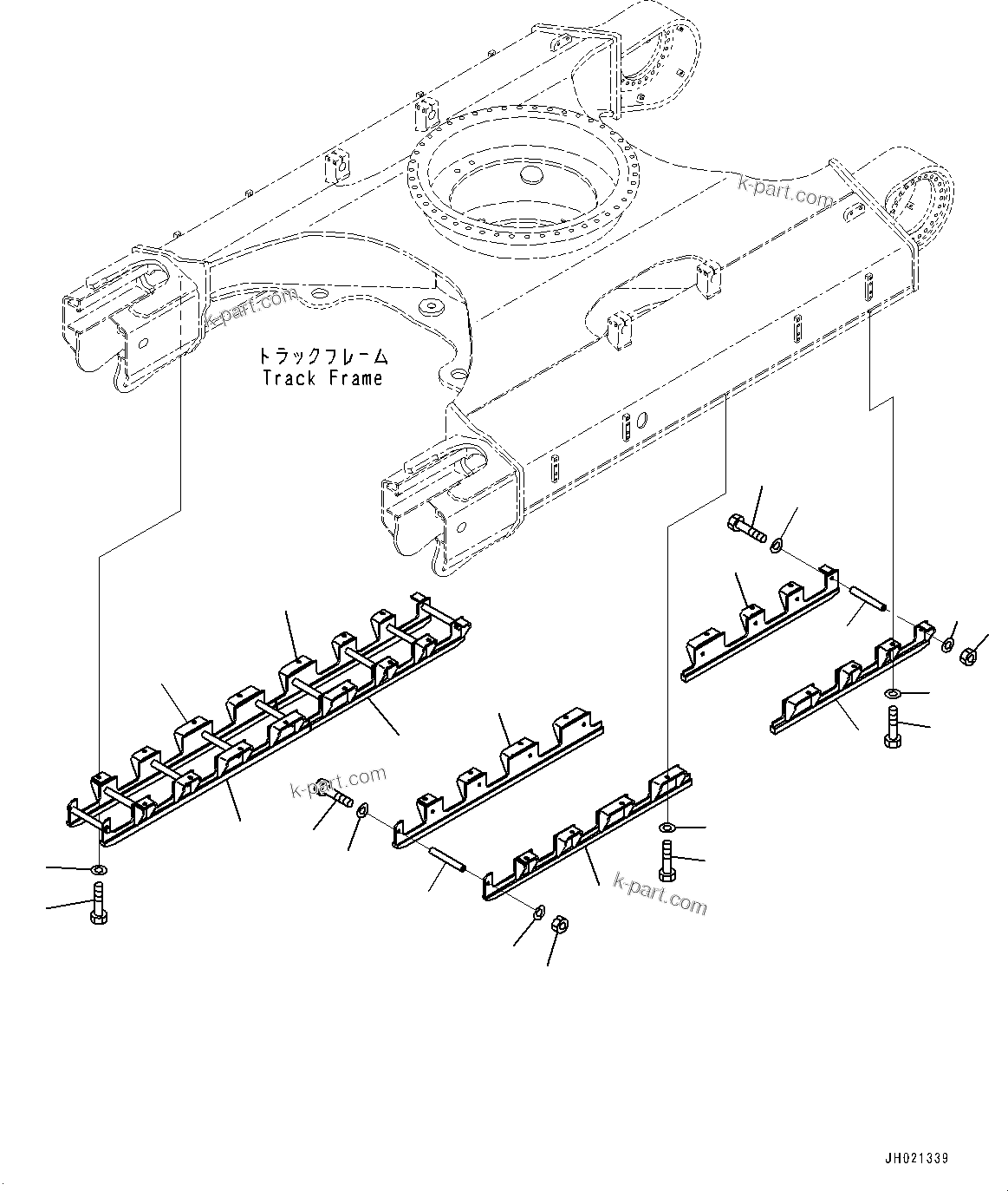 Komatsu parts book diagram for PC490LC-11 S/N 87001-UP: TRACK ROLLER GUARD, (#85001-)