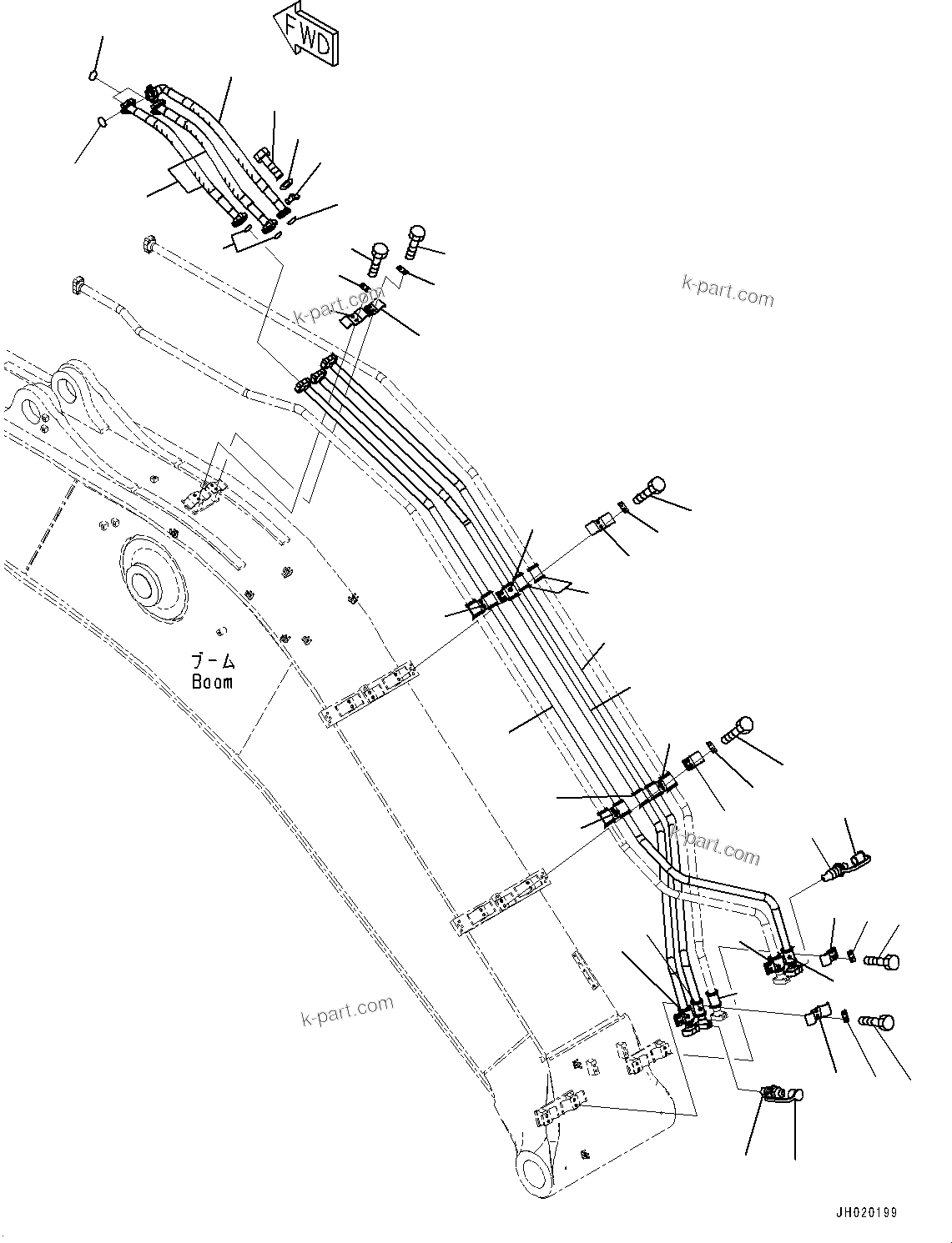 Komatsu parts book diagram for PC490LC-11 S/N 87001-UP: BOOM, ARM CYLINDER PIPING(#86019-)