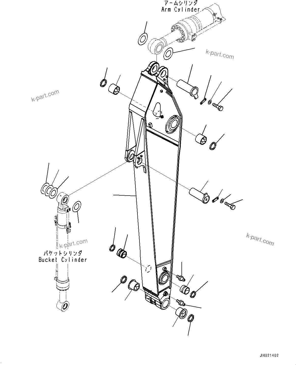 Komatsu parts book diagram for PC490LC-11 S/N 87001-UP: ARM, ARM AND PIN (3400MM, HEAVY DUTY TYPE)(#85001-85668)
