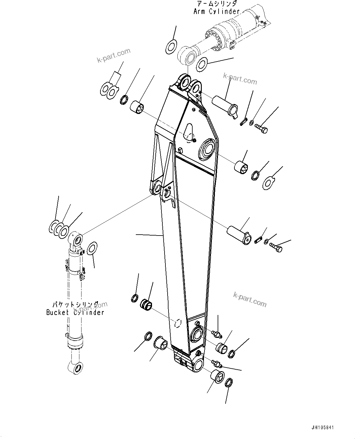 Komatsu parts book diagram for PC490LC-11 S/N 87001-UP: ARM, ARM AND PIN (3400MM, HEAVY DUTY TYPE)(#85669-86579)