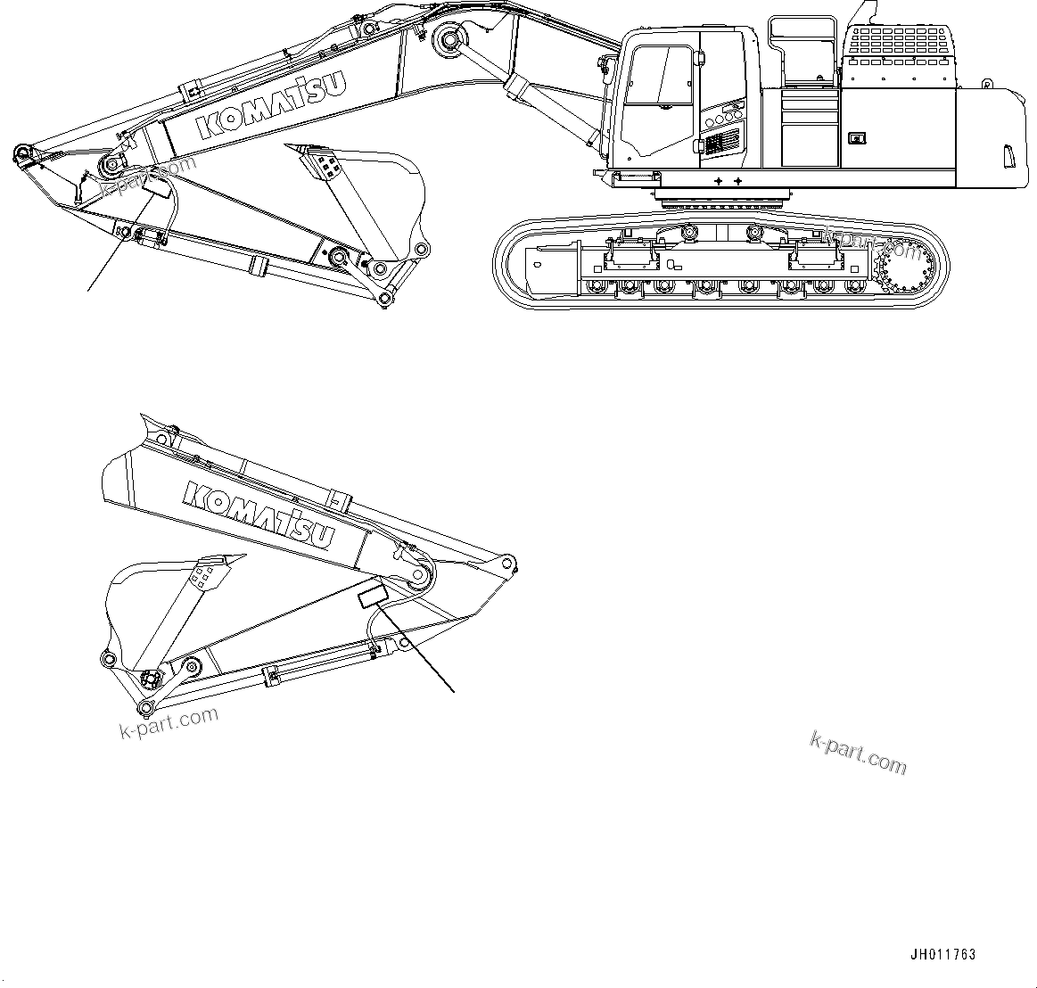 Komatsu parts book diagram for PC490LC-11 S/N 87001-UP: CAUTION PLATES, KEEP OFF WORKING RANGES, (#85001-)
