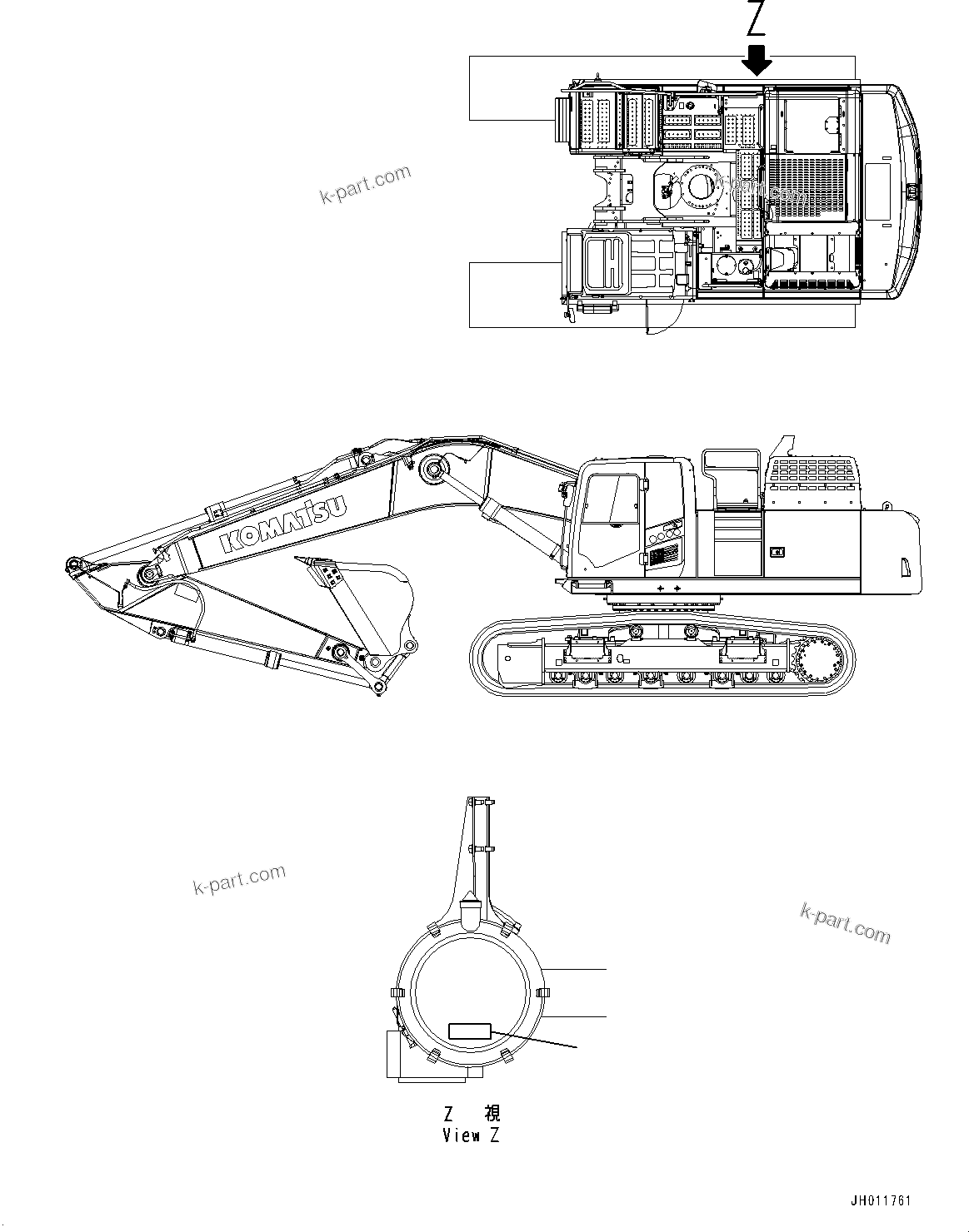 Komatsu parts book diagram for PC490LC-11 S/N 87001-UP: PLATES, AIR CLEANER, (#85001-)
