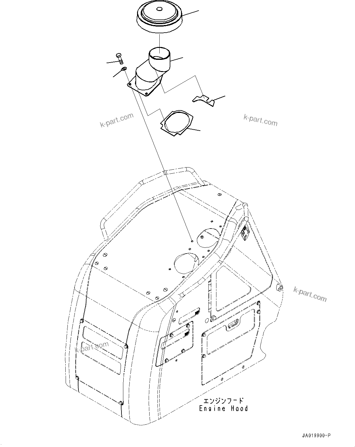Komatsu parts book diagram for D61PX-24 S/N 48001-UP: RAIN GUARD, (#40001-)
