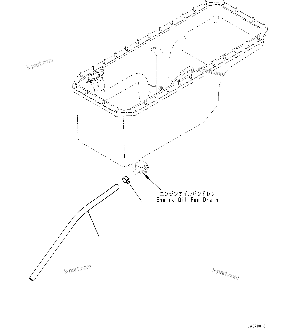 Komatsu parts book diagram for D61PX-24 S/N 48001-UP: ENGINE OIL PAN DRAIN PIPING, (#40001-)