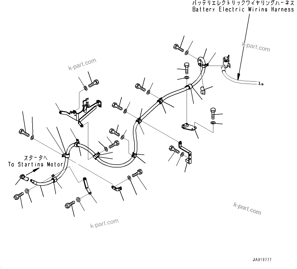Komatsu parts book diagram for D61PX-24 S/N 48001-UP: ENGINE WIRING HARNESS, STARTING MOTOR CABLE(#46272-)