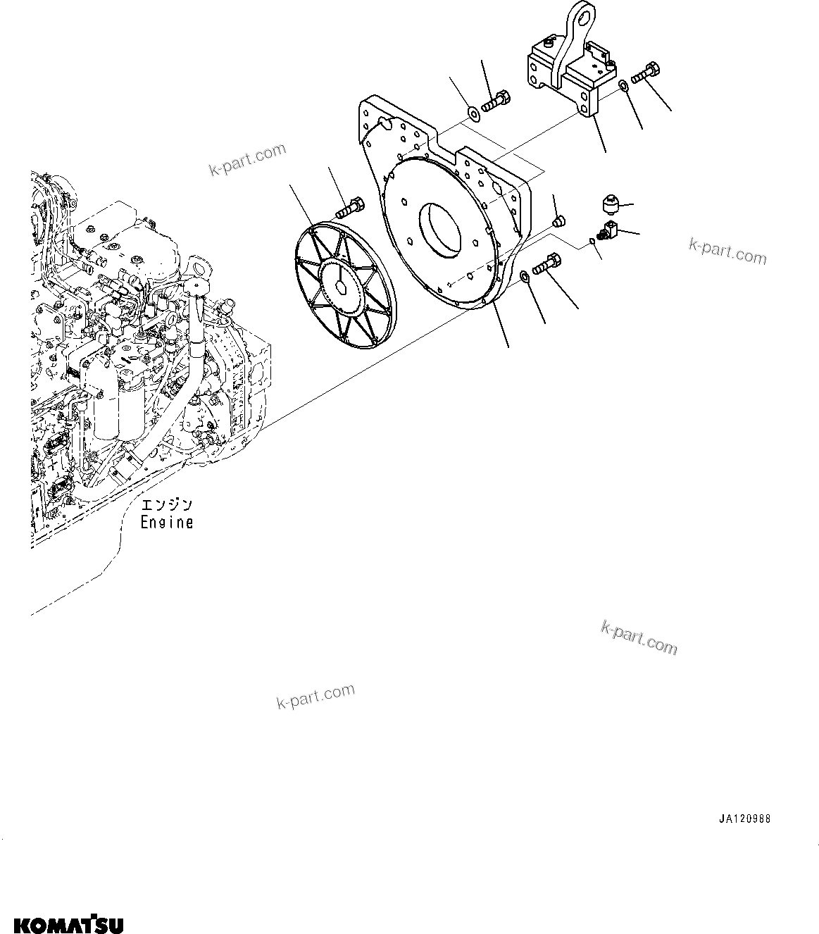 Komatsu parts book diagram for D61PX-24 S/N 48001-UP: DAMPER, (#46684-)