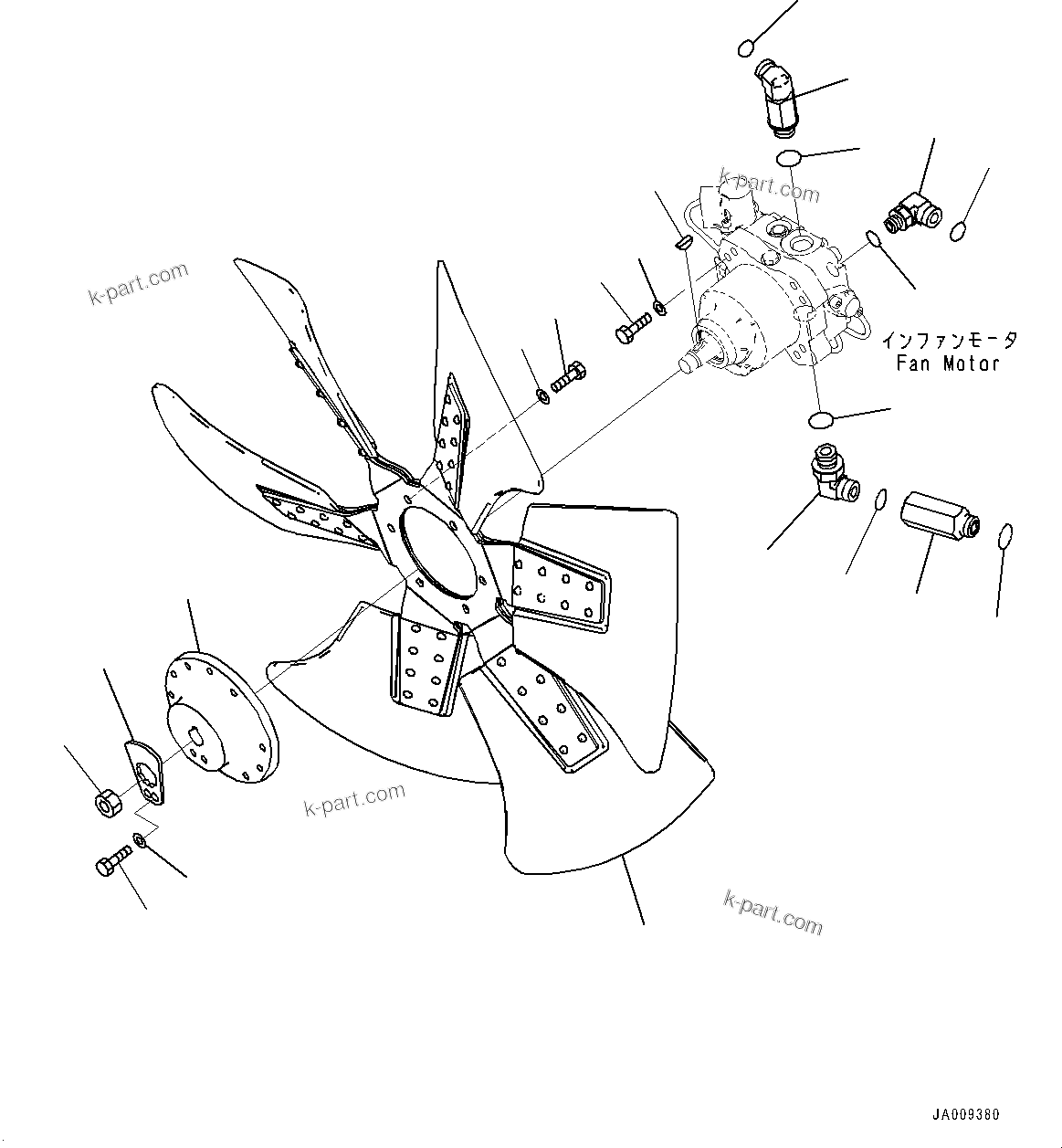 Komatsu parts book diagram for D61PX-24 S/N 48001-UP: COOLING SYSTEM, FAN MOTOR MOUNTING(#40001-)
