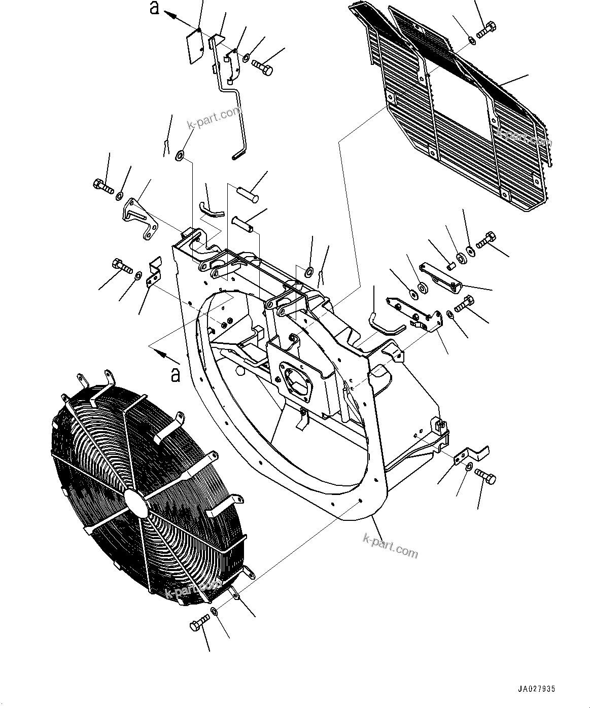 Komatsu parts book diagram for D61PX-24 S/N 48001-UP: COOLING SYSTEM, FAN GUARD(#40393-)