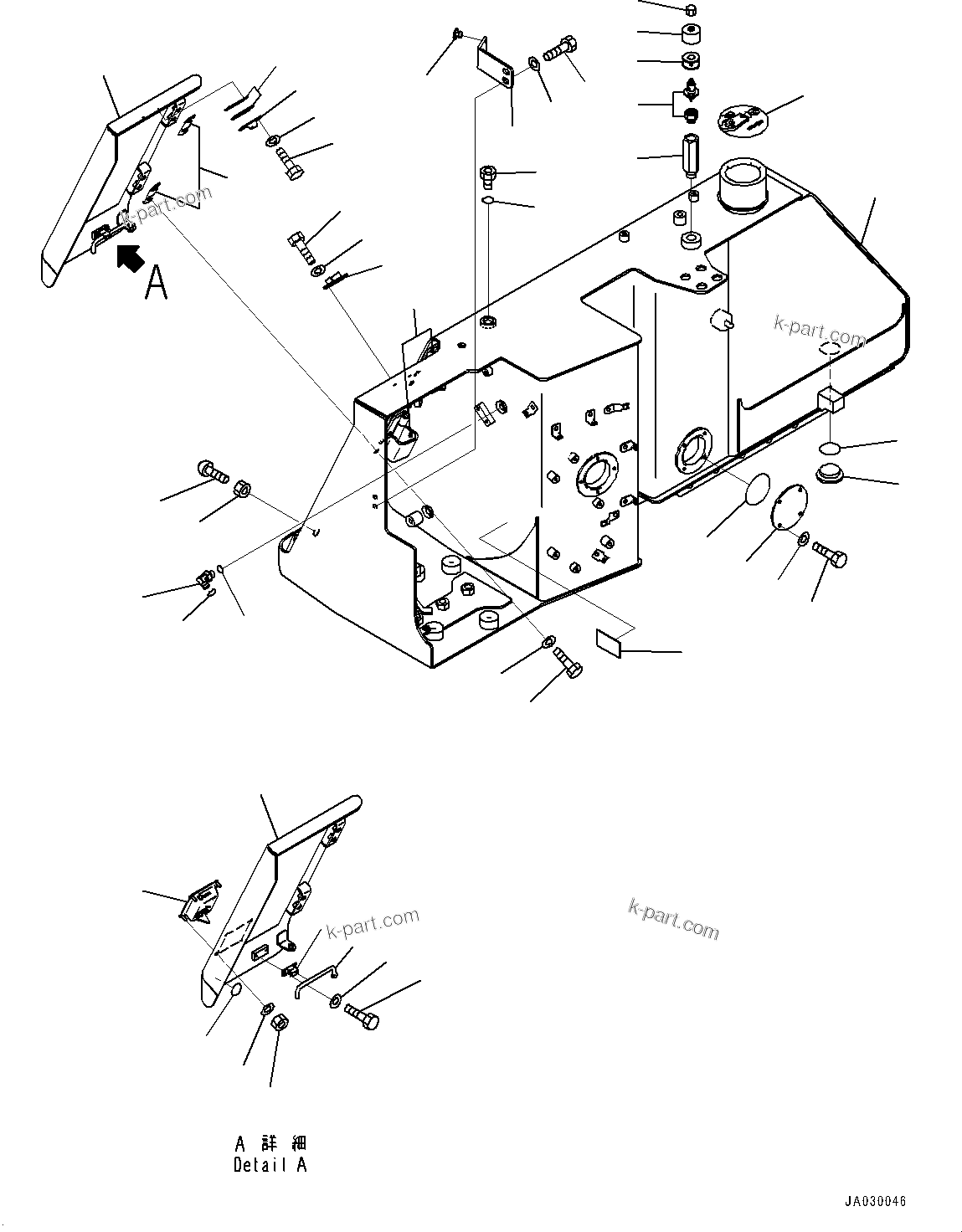Komatsu parts book diagram for D61PX-24 S/N 48001-UP: FUEL TANK, TANK AND BREATHER(#40538-41223)