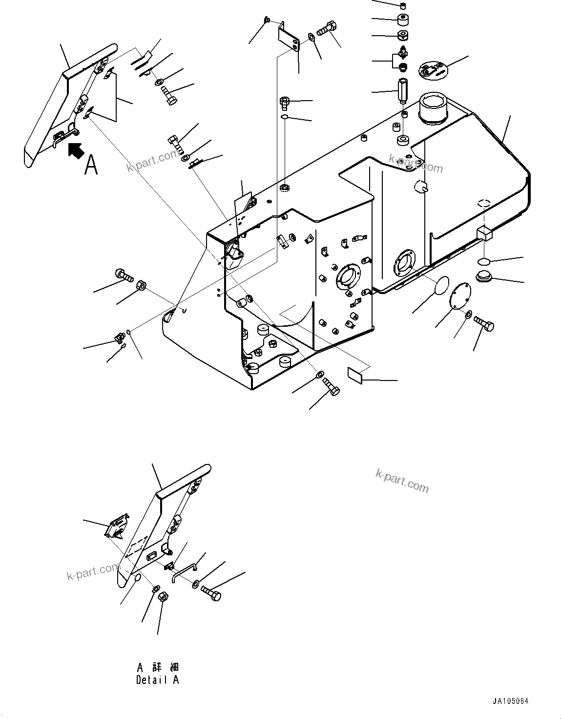 Komatsu parts book diagram for D61PX-24 S/N 48001-UP: FUEL TANK, TANK AND BREATHER(#41224-)