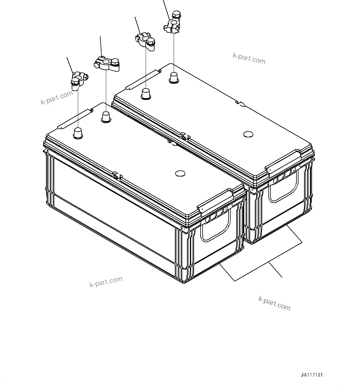 Komatsu parts book diagram for D61PX-24 S/N 48001-UP: BATTERY, (#40001-)