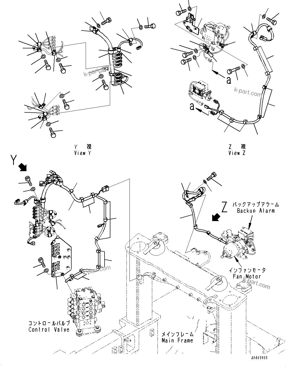 Komatsu parts book diagram for D61PX-24 S/N 48001-UP: ELECTRIC WIRING HARNESS, FAN MOTOR WIRING HARNESS(#45001-)