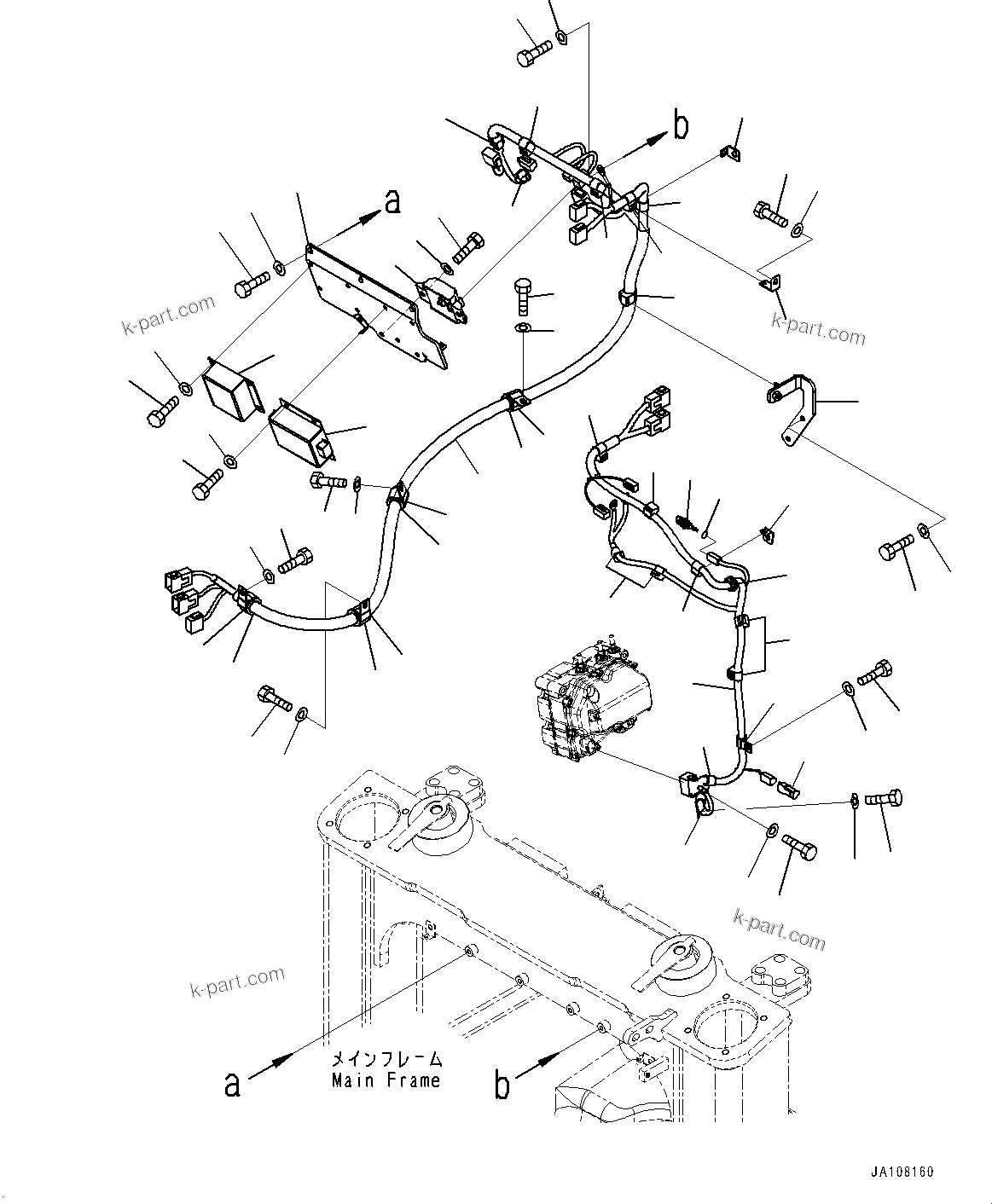 Komatsu parts book diagram for D61PX-24 S/N 48001-UP: ELECTRIC WIRING HARNESS, WIRING HARNESS AND MOUNTING(#45001-45678)