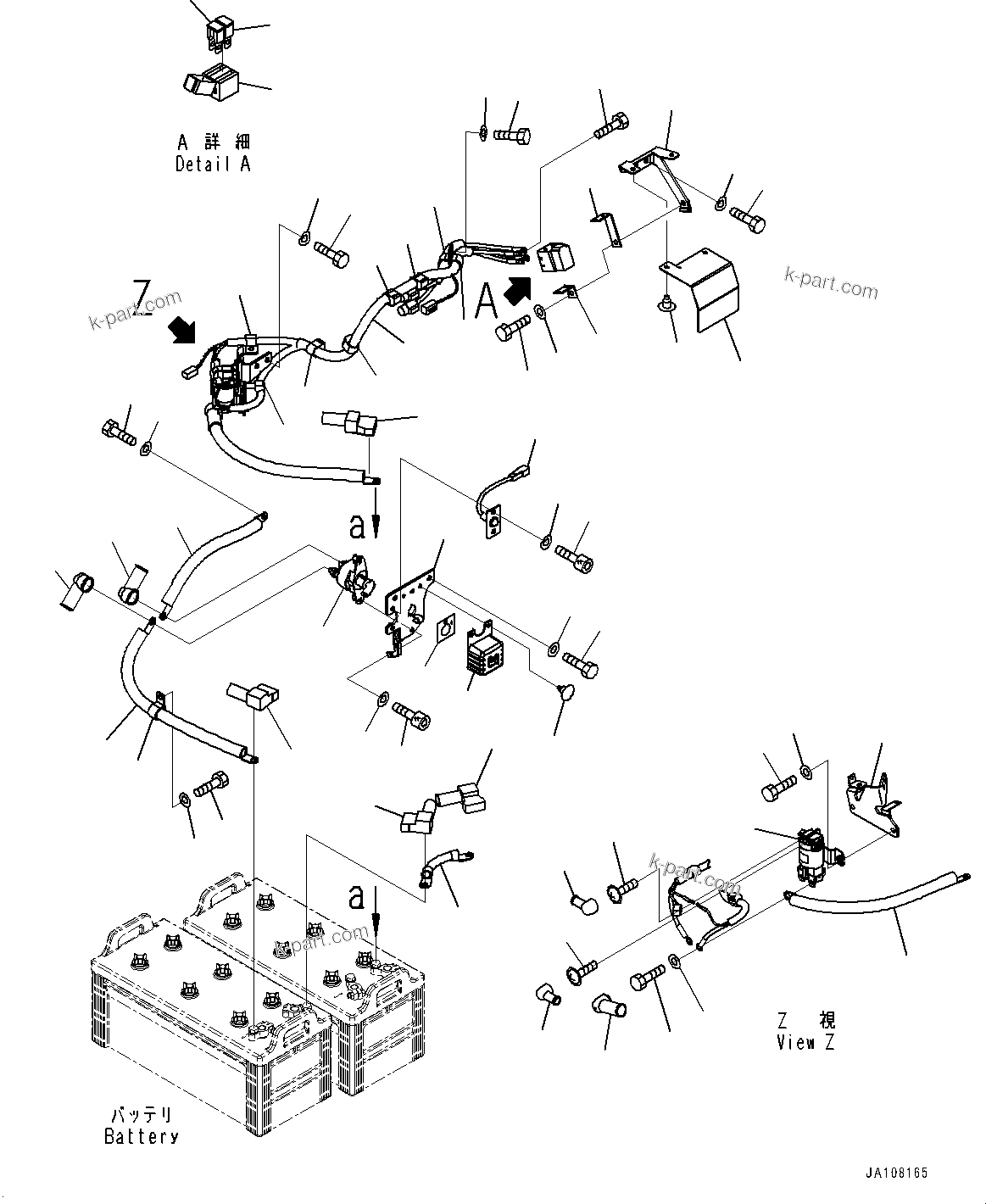 Komatsu parts book diagram for D61PX-24 S/N 48001-UP: BATTERY ELECTRIC WIRING HARNESS, BATTERY RELAY WIRING HARNESS(#40001-)