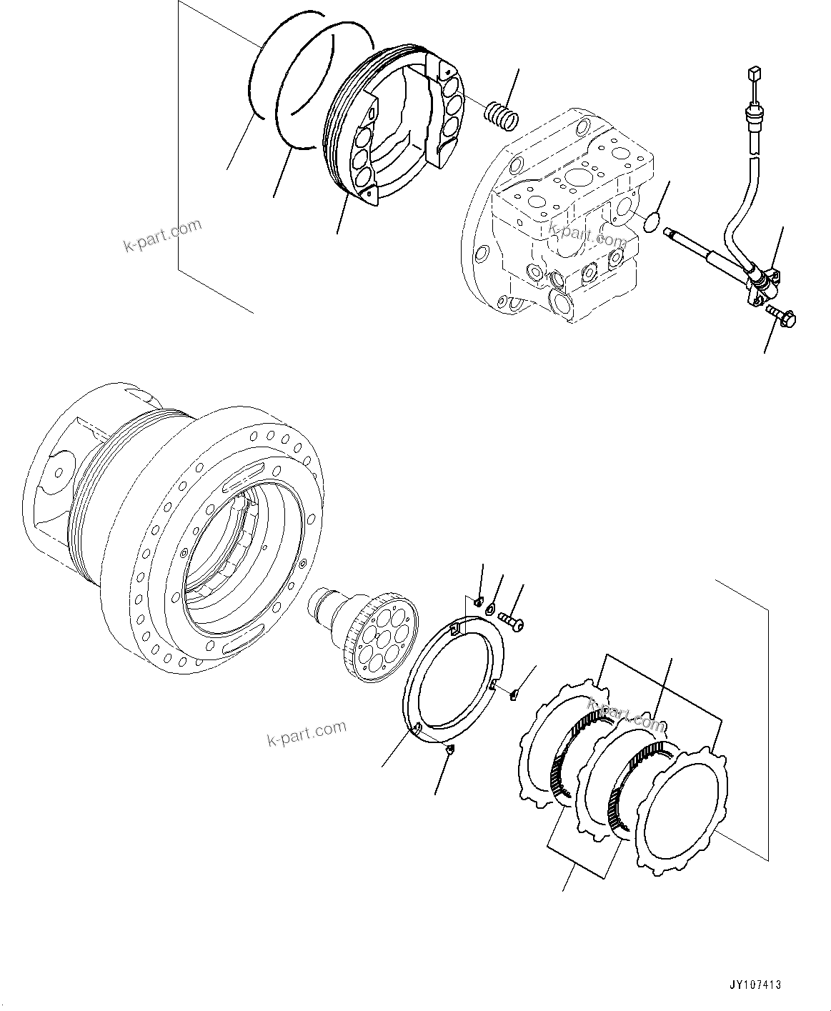 Komatsu parts book diagram for D61PX-24 S/N 48001-UP: FINAL DRIVE, HST MOTOR, L.H. (4/4)(#46685-)