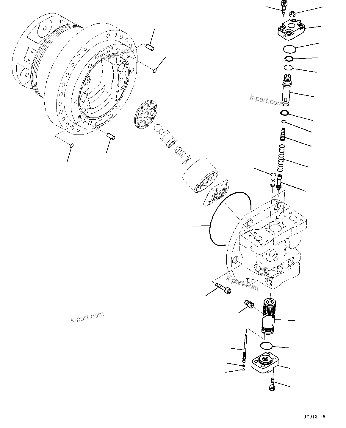 Komatsu parts book diagram for D61PX-24 S/N 48001-UP: FINAL DRIVE, HST MOTOR, R.H. (2/4)(#46685-)
