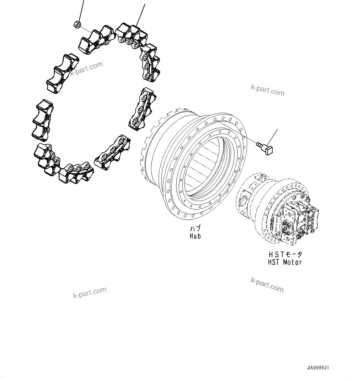 Komatsu parts book diagram for D61PX-24 S/N 48001-UP: FINAL DRIVE, TEETH, R.H.(#46685-)