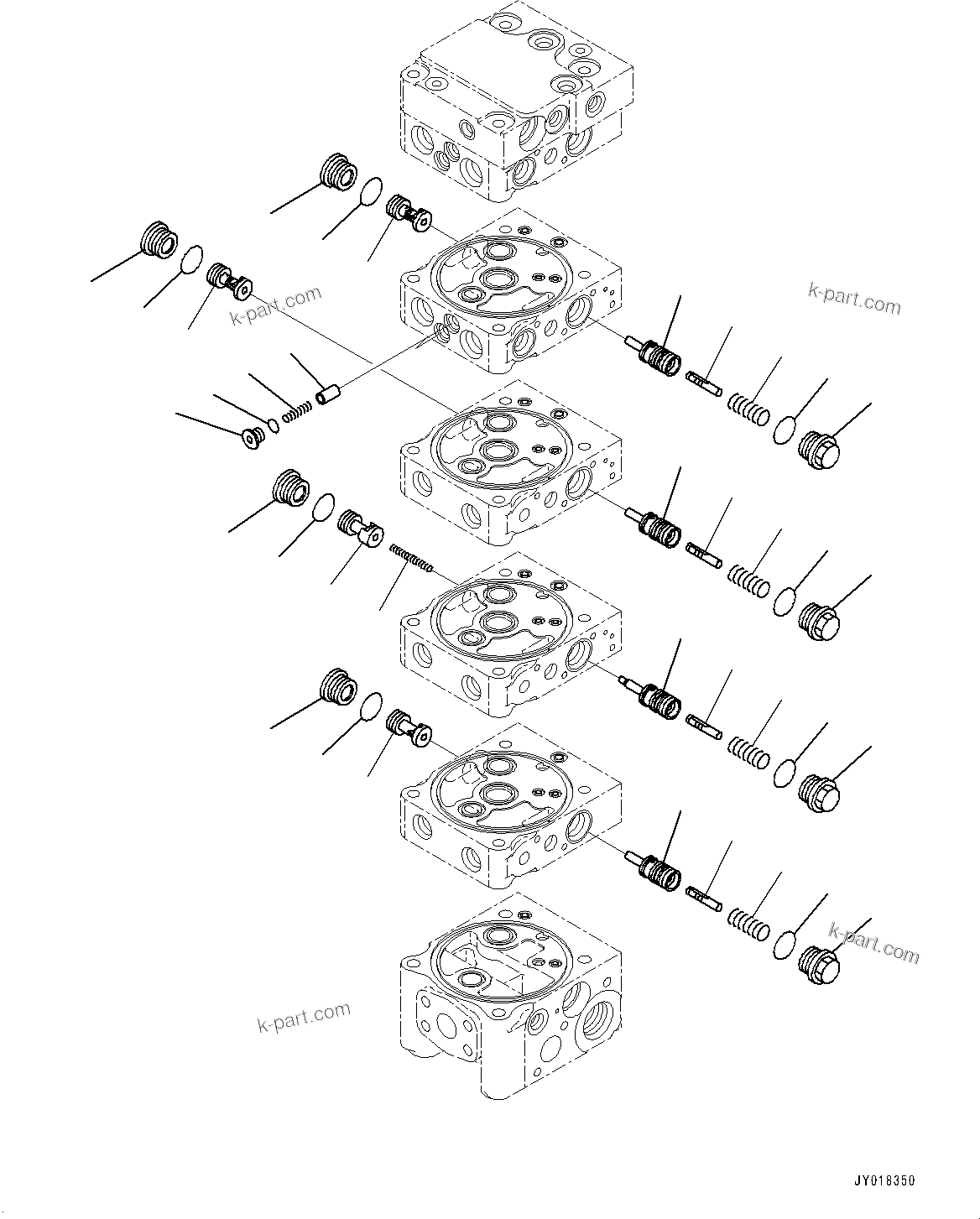Komatsu parts book diagram for D61PX-24 S/N 48001-UP: CONTROL VALVE, 5-VALVE (5/12)(#40001-)