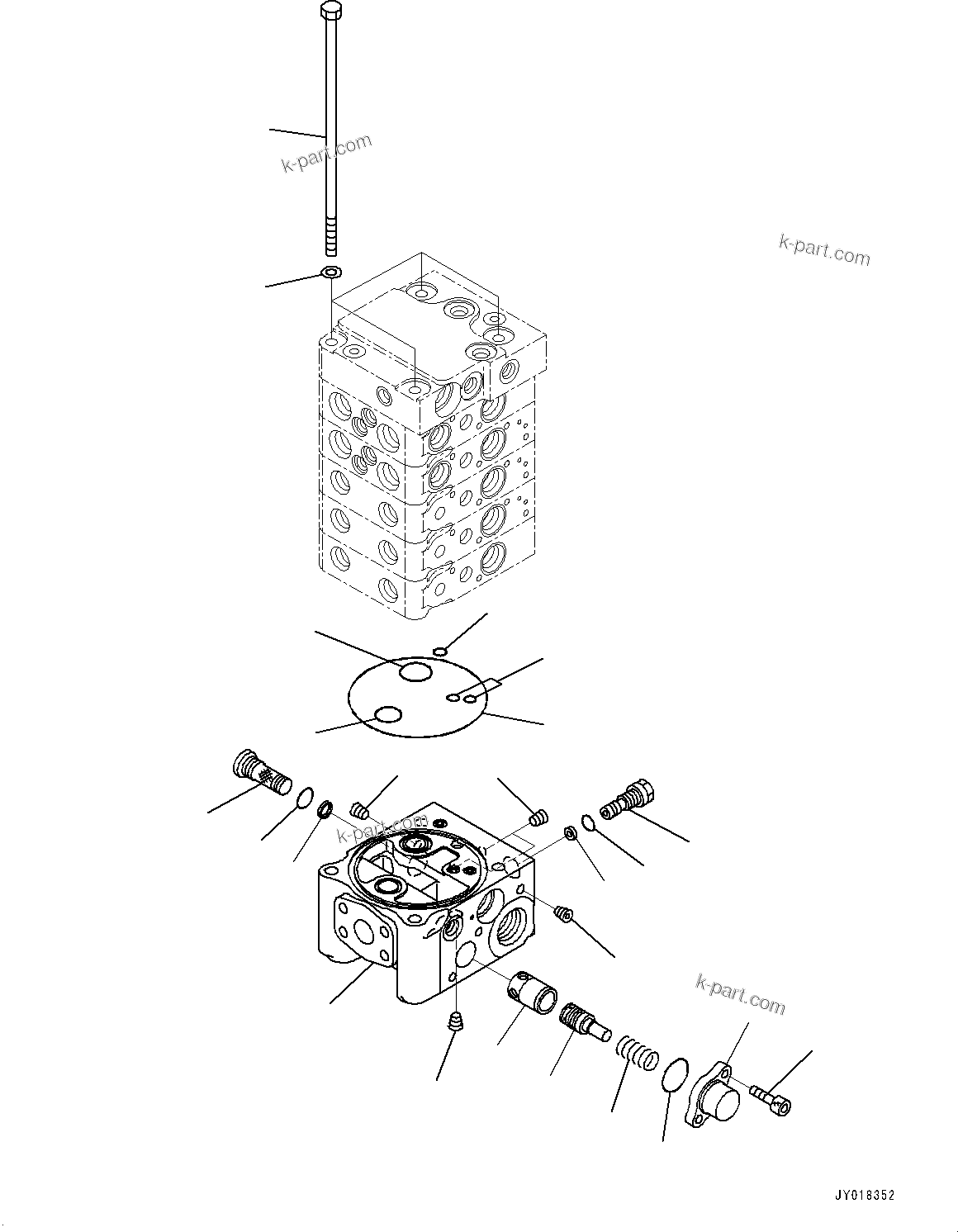 Komatsu parts book diagram for D61PX-24 S/N 48001-UP: CONTROL VALVE, 5-VALVE (7/12)(#40001-)