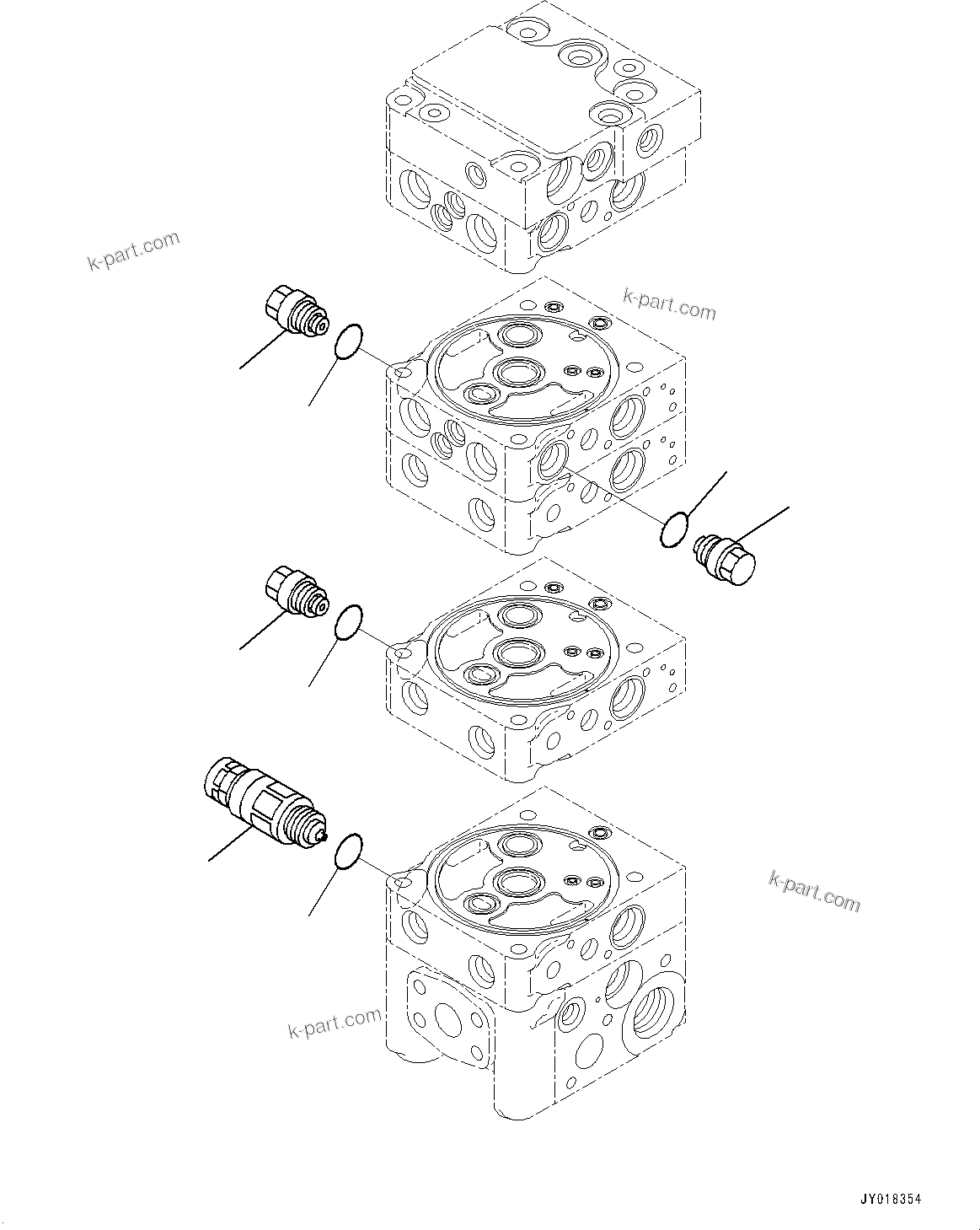 Komatsu parts book diagram for D61PX-24 S/N 48001-UP: CONTROL VALVE, 5-VALVE (9/12)(#40001-)