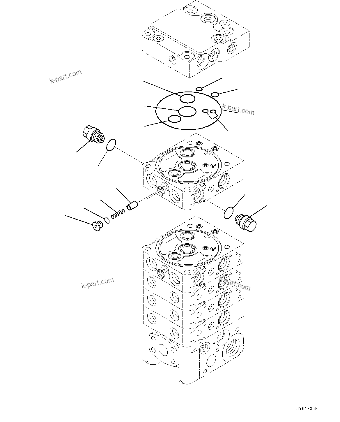 Komatsu parts book diagram for D61PX-24 S/N 48001-UP: CONTROL VALVE, 5-VALVE (11/12)(#40001-)