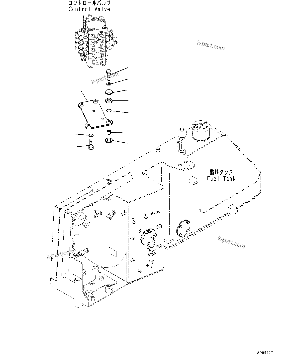 Komatsu parts book diagram for D61PX-24 S/N 48001-UP: CONTROL VALVE, MOUNTING(#40001-)