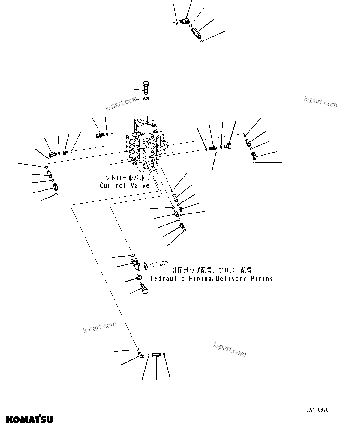 Komatsu parts book diagram for D61PX-24 S/N 48001-UP: CONTROL VALVE, ELBOW (1/2)(#46788-)