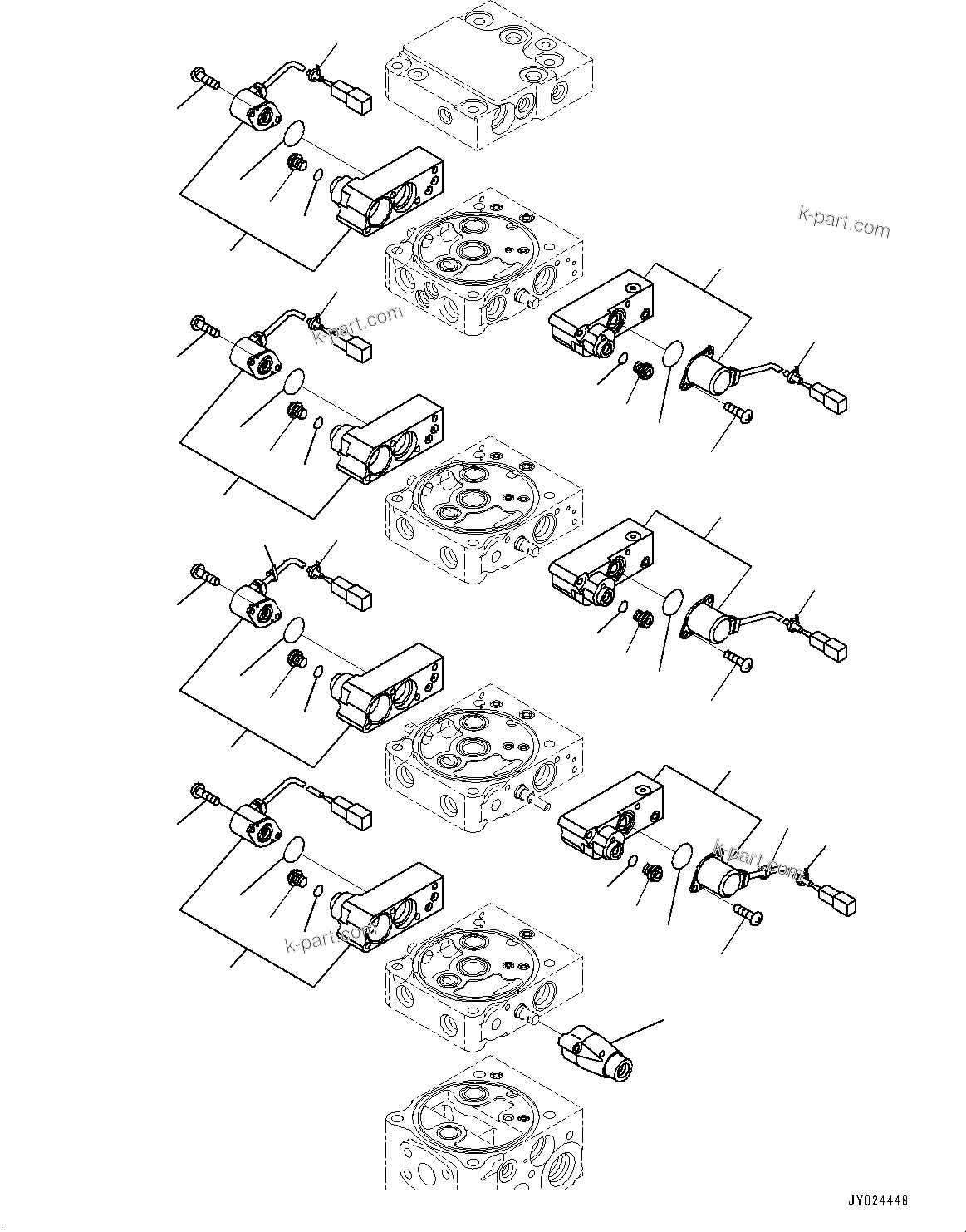 Komatsu parts book diagram for D61PX-24 S/N 48001-UP: CONTROL VALVE, 4-VALVE (3/10)(#40001-)