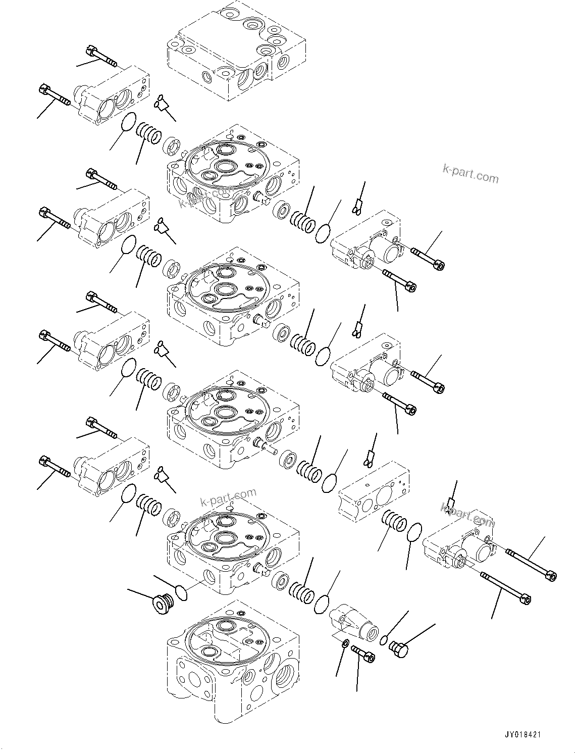Komatsu parts book diagram for D61PX-24 S/N 48001-UP: CONTROL VALVE, 4-VALVE (4/10)(#40001-)
