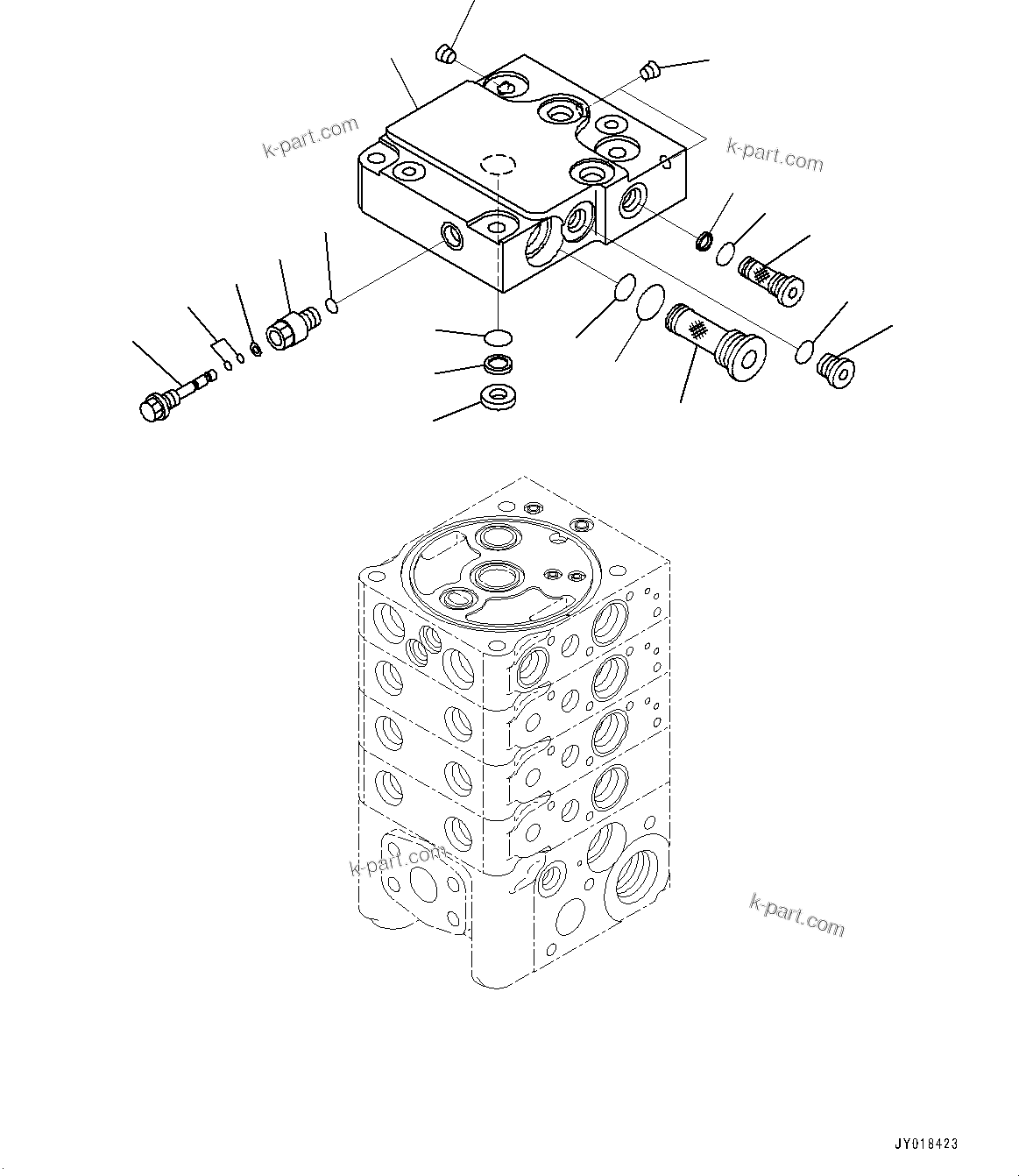 Komatsu parts book diagram for D61PX-24 S/N 48001-UP: CONTROL VALVE, 4-VALVE (6/10)(#40001-)