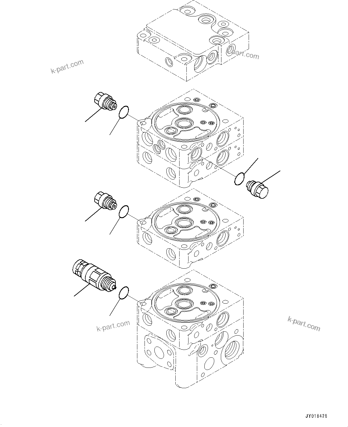 Komatsu parts book diagram for D61PX-24 S/N 48001-UP: CONTROL VALVE, 4-VALVE (9/10)(#40001-)