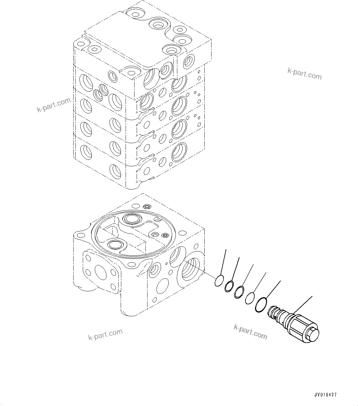 Komatsu parts book diagram for D61PX-24 S/N 48001-UP: CONTROL VALVE, 4-VALVE (10/10)(#40001-)