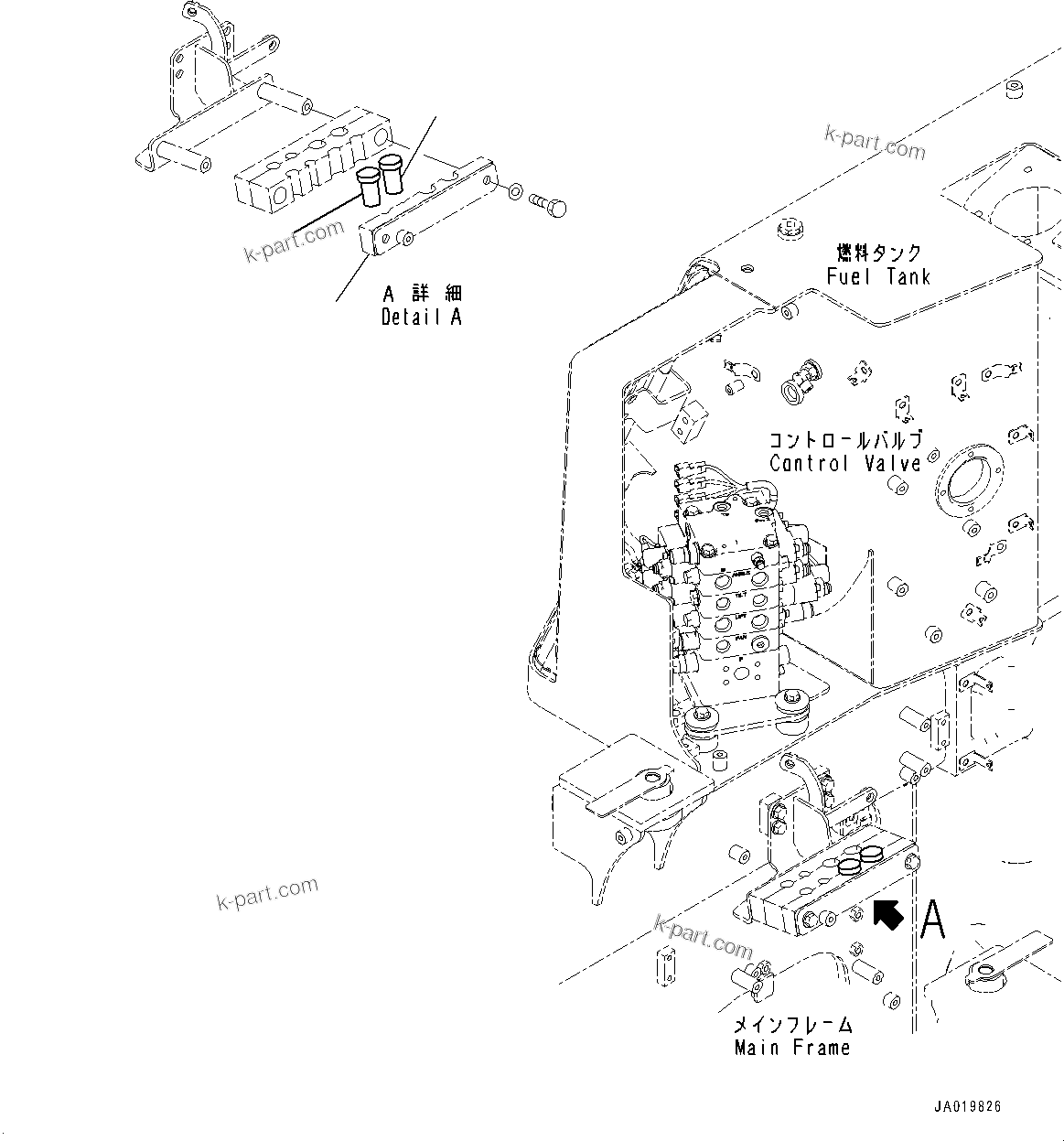 Komatsu parts book diagram for D61PX-24 S/N 48001-UP: CONTROL VALVE, PLUG(#40001-)