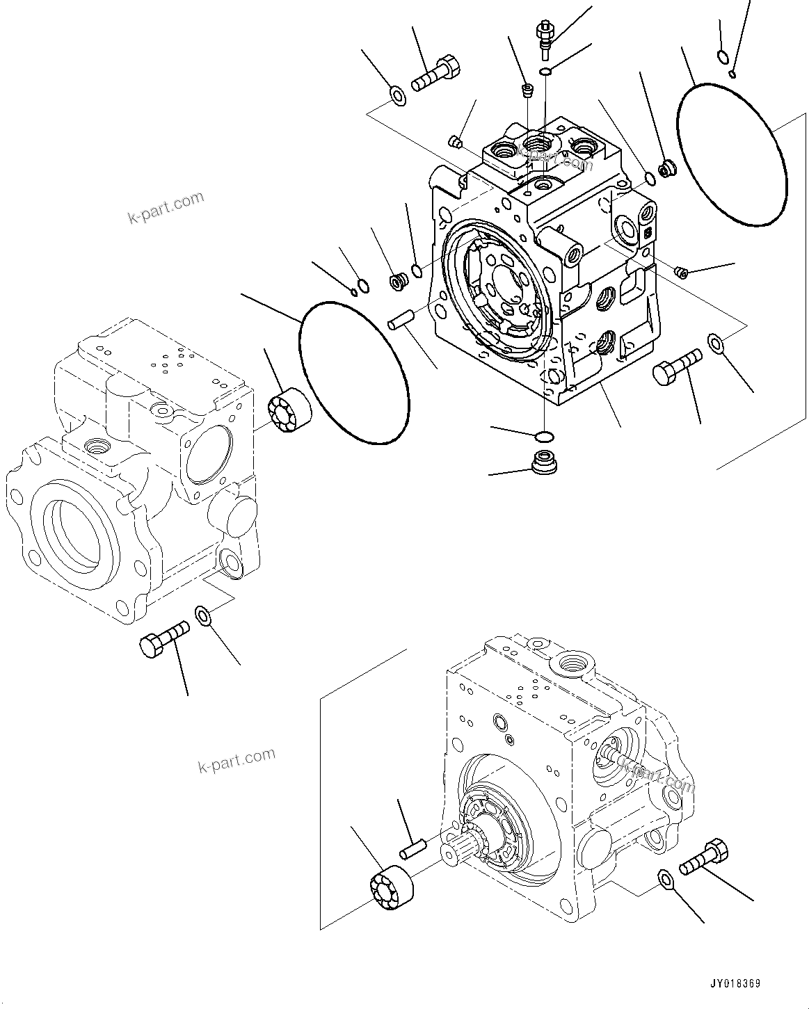 Komatsu parts book diagram for D61PX-24 S/N 48001-UP: HYDRAULIC PUMP, HST PUMP (2/11)(#40001-46683)